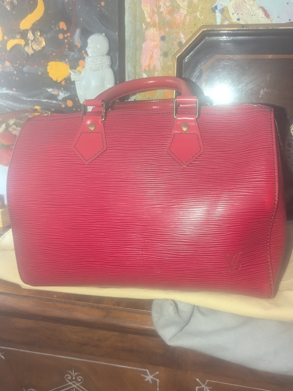 Louis Vuitton Red Epi Leather Speedy 25 Satchel